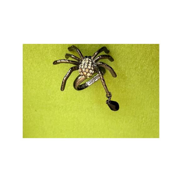 Betsey Johnson spider ring original crystal stone drop - Picture 2 of 3